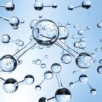 Transparent water H2O molecules floating in water