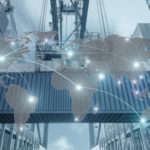 Map global partner connection of Container Cargo freight ship