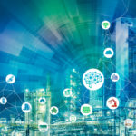AI(Artificial Intelligence) and smart factory. Abstract mixed media.
