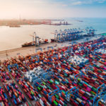 Cargo Containers at Qingdao Port in China, Asia