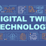 Digital twin technology word concepts banner