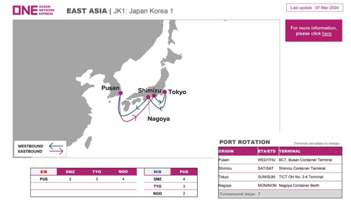 ONE revamps Japan - Korea services