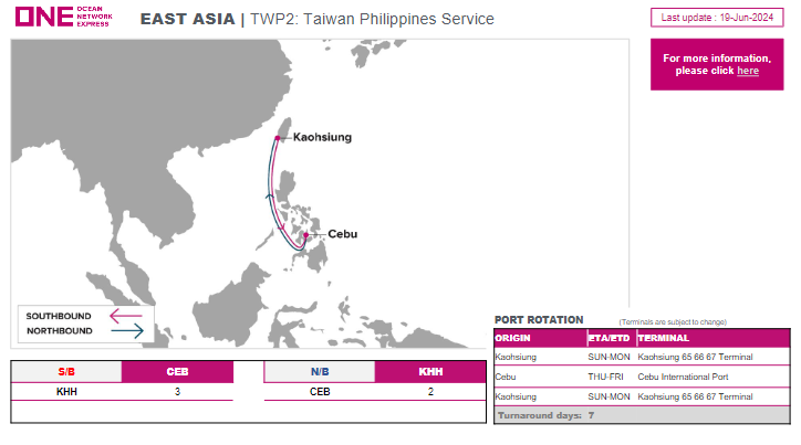 ONE unveils Taiwan-Philippines service