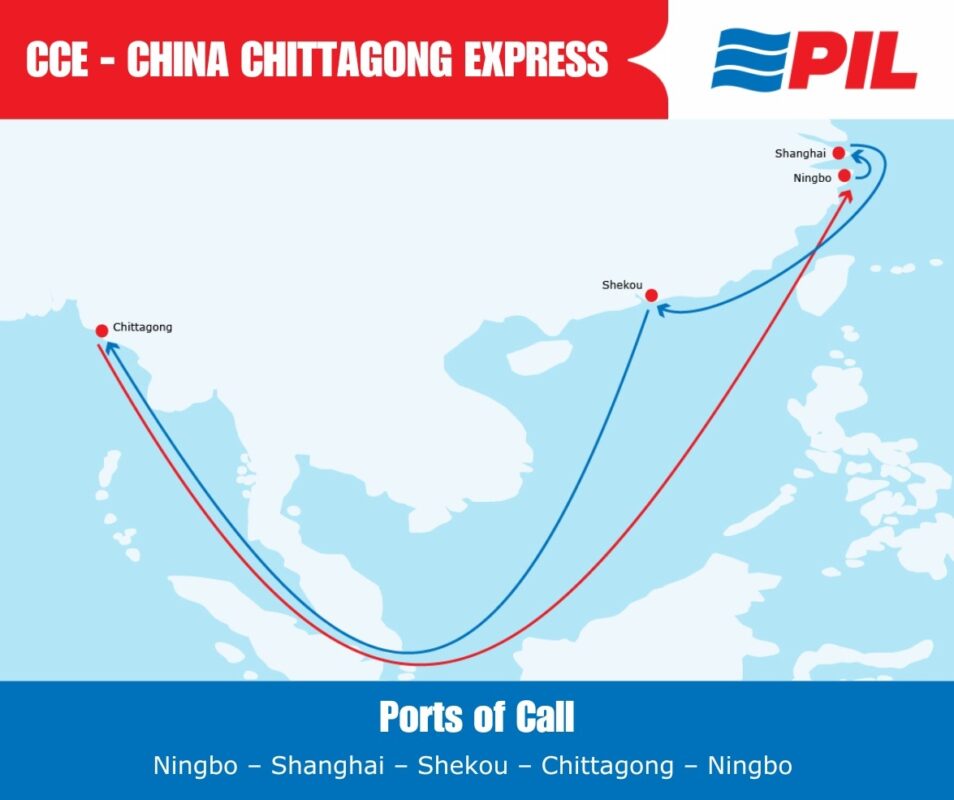 PIL introduces new China Chittagong Express (CCE)
