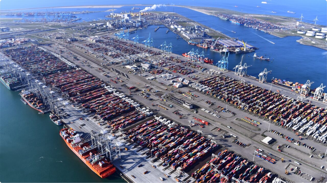 Aerial view of Port of Rotterdam
